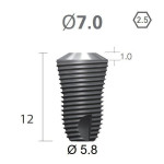 Імплантат фаска = 1.0 мм SuperLine MF (СуперЛайн) № FX7012SW, 1шт діам.= 7.00/5.80 мм; довжина= 12 мм (+гвинт-зуглушка у комплект не входить) (Dentium/Дентіум)