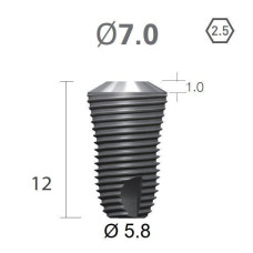 Імплантат фаска = 1.0 мм SuperLine MF (СуперЛайн) № FX7012SW, 1шт діам.= 7.00/5.80 мм; довжина= 12 мм (+гвинт-зуглушка у комплект не входить) (Dentium/Дентіум)