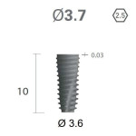 Імплантат фаска = 0.0 мм SuperLine New (NG) (СуперЛайн) № FX3610SW, 1шт діам.= 3.60/3.60 мм; з агресивною різьбою; довжина= 10 мм (+гвинт-зуглушка у комплект не входить) (Dentium/Дентіум)