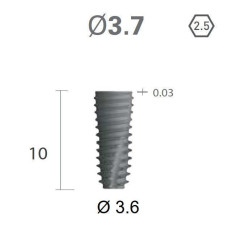 Імплантат фаска = 0.0 мм SuperLine II New (NG+) (СуперЛайн) № FXS3610, 1шт діам.= 3.70/3.60 мм; з агресивною різьбою; довжина= 10 мм (+гвинт-зуглушка у комплект не входить) (Dentium/Дентіум)