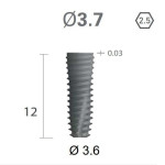 Імплантат фаска = 0.0 мм SuperLine New (NG) (СуперЛайн) № FX3612SW, 1шт діам.= 3.60/3.60 мм; з агресивною різьбою; довжина= 12 мм (+гвинт-зуглушка у комплект не входить) (Dentium/Дентіум)