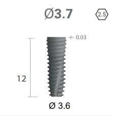 Імплантат фаска = 0.0 мм SuperLine New (NG) (СуперЛайн) № FX3612SW, 1шт діам.= 3.60/3.60 мм; з агресивною різьбою; довжина= 12 мм (+гвинт-зуглушка у комплект не входить) (Dentium/Дентіум)