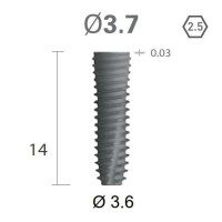 Імплантат фаска = 0.0 мм SuperLine New (NG) (СуперЛайн) № FX3614SW, 1шт діам.= 3.60/3.60 мм; з агресивною різьбою; довжина= 14 мм (+гвинт-зуглушка у комплект не входить) (Dentium/Дентіум)