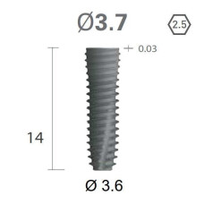 Імплантат фаска = 0.0 мм SuperLine New (NG) (СуперЛайн) № FX3614SW, 1шт діам.= 3.60/3.60 мм; з агресивною різьбою; довжина= 14 мм (+гвинт-зуглушка у комплект не входить) (Dentium/Дентіум)