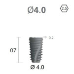 Імплантат фаска = 1.5 мм SuperLine New (NG) (СуперЛайн) № FX4007SW, 1шт діам.= 4.00/4.00 мм; з агресивною різьбою; довжина= 7.0 мм (+гвинт-зуглушка у комплект не входить) (Dentium/Дентіум)