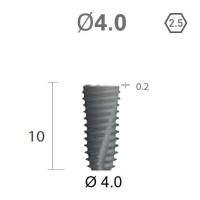 Імплантат фаска = 0.1 мм SuperLine II New (NG+) (СуперЛайн) № FXS4010, 1шт діам.= 4.00/4.00 мм; з агресивною різьбою; довжина= 10 мм (+гвинт-зуглушка у комплект не входить) (Dentium/Дентіум)