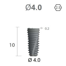 Імплантат фаска = 0.1 мм SuperLine New (NG) (СуперЛайн) № FX4010SW, 1шт діам.= 4.00/4.00 мм; з агресивною різьбою; довжина= 10 мм (+гвинт-зуглушка у комплект не входить) (Dentium/Дентіум)