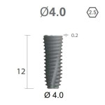 Імплантат фаска = 0.1 мм SuperLine New (NG) (СуперЛайн) № FX4012SW, 1шт діам.= 4.00/4.00 мм; з агресивною різьбою; довжина= 12 мм (+гвинт-зуглушка у комплект не входить) (Dentium/Дентіум)