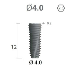Імплантат фаска = 0.1 мм SuperLine New (NG) (СуперЛайн) № FX4012SW, 1шт діам.= 4.00/4.00 мм; з агресивною різьбою; довжина= 12 мм (+гвинт-зуглушка у комплект не входить) (Dentium/Дентіум)