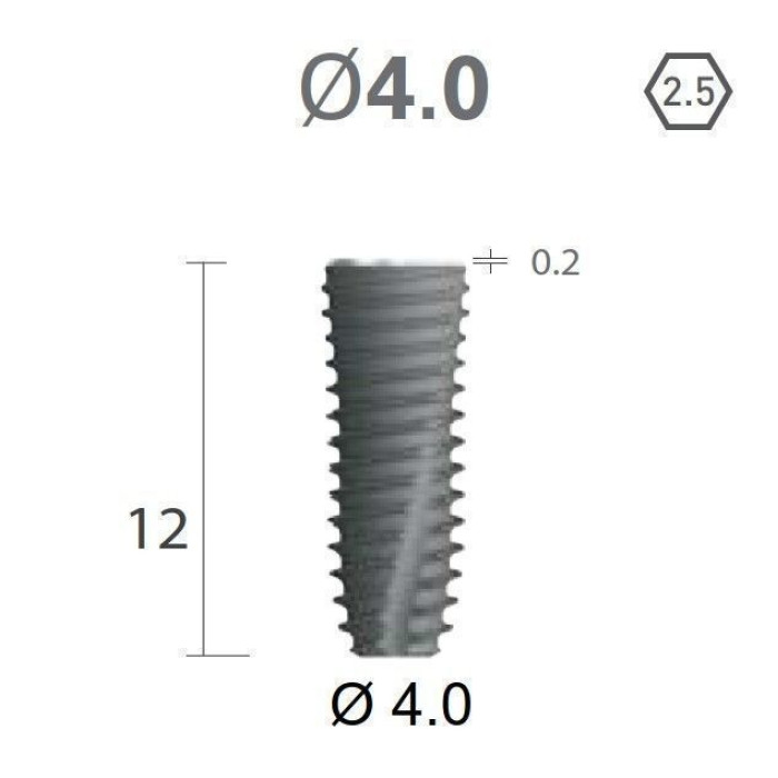 Імплантат фаска = 0.1 мм SuperLine New (NG) (СуперЛайн) № FX4012SW, 1шт діам.= 4.00/4.00 мм; з агресивною різьбою; довжина= 12 мм (+гвинт-зуглушка у комплект не входить) (Dentium/Дентіум)