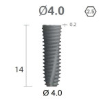 Імплантат фаска = 0.1 мм SuperLine New (NG) (СуперЛайн) № FX4014SW, 1шт діам.= 4.00/4.00 мм; з агресивною різьбою; довжина= 14 мм (+гвинт-зуглушка у комплект не входить) (Dentium/Дентіум)