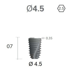 Імплантат фаска = 1.5 мм SuperLine New (NG) (СуперЛайн) № FX4507SW, 1шт діам.= 4.40/4.50 мм; з агресивною різьбою; довжина= 7.0 мм (+гвинт-зуглушка у комплект не входить) (Dentium/Дентіум)
