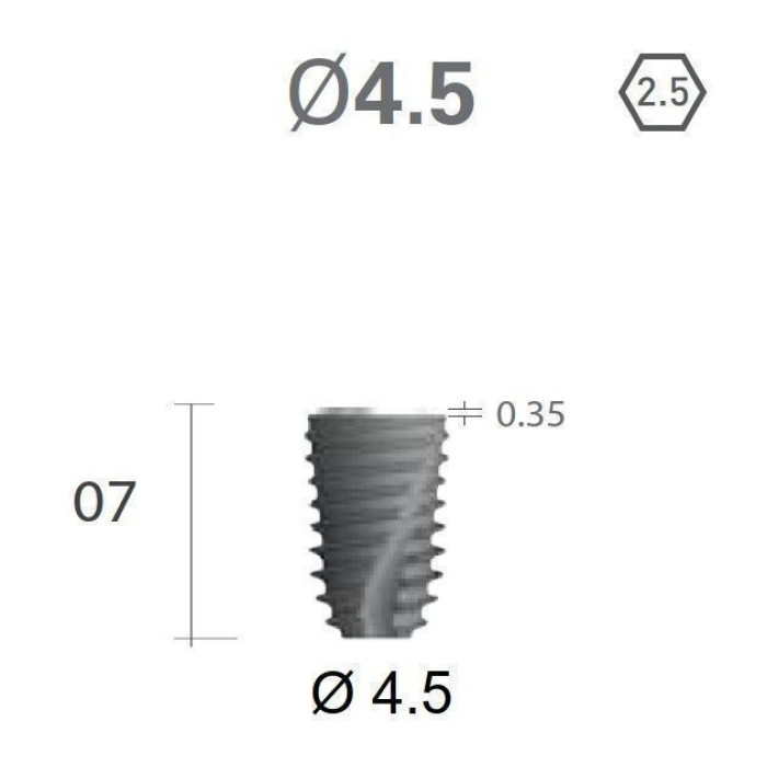 Імплантат фаска = 1.5 мм SuperLine New (NG) (СуперЛайн) № FX4507SW, 1шт діам.= 4.40/4.50 мм; з агресивною різьбою; довжина= 7.0 мм (+гвинт-зуглушка у комплект не входить) (Dentium/Дентіум)