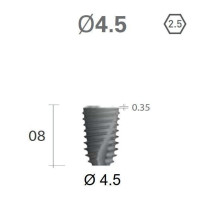 Імплантат фаска = 0.3 мм SuperLine New (NG) (СуперЛайн) № FX4508SW, 1шт діам.= 4.40/4.50 мм; з агресивною різьбою; довжина= 8.0 мм (+гвинт-зуглушка у комплект не входить) (Dentium/Дентіум)