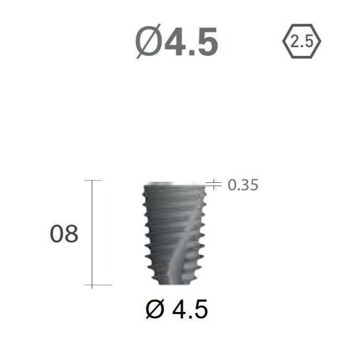 Імплантат фаска = 0.3 мм SuperLine New (NG) (СуперЛайн) № FX4508SW, 1шт діам.= 4.40/4.50 мм; з агресивною різьбою; довжина= 8.0 мм (+гвинт-зуглушка у комплект не входить) (Dentium/Дентіум)