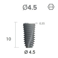 Імплантат фаска = 0.3 мм SuperLine New (NG) (СуперЛайн) № FX4510SW, 1шт діам.= 4.40/4.50 мм; з агресивною різьбою; довжина= 10 мм (+гвинт-зуглушка у комплект не входить) (Dentium/Дентіум)