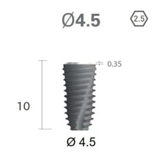Імплантат фаска = 0.3 мм SuperLine New (NG) (СуперЛайн) № FX4510SW, 1шт діам.= 4.40/4.50 мм; з агресивною різьбою; довжина= 10 мм (+гвинт-зуглушка у комплект не входить) (Dentium/Дентіум)