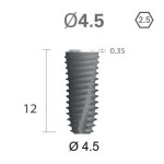 Імплантат фаска = 0.3 мм SuperLine New (NG) (СуперЛайн) № FX4512SW, 1шт діам.= 4.40/4.50 мм; з агресивною різьбою; довжина= 12 мм (+гвинт-зуглушка у комплект не входить) (Dentium/Дентіум)