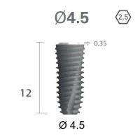 Імплантат фаска = 0.3 мм SuperLine New (NG) (СуперЛайн) № FX4512SW, 1шт діам.= 4.40/4.50 мм; з агресивною різьбою; довжина= 12 мм (+гвинт-зуглушка у комплект не входить) (Dentium/Дентіум)