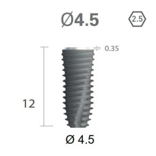 Імплантат фаска = 0.3 мм SuperLine New (NG) (СуперЛайн) № FX4512SW, 1шт діам.= 4.40/4.50 мм; з агресивною різьбою; довжина= 12 мм (+гвинт-зуглушка у комплект не входить) (Dentium/Дентіум)
