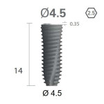 Імплантат фаска = 0.3 мм SuperLine New (NG) (СуперЛайн) № FX4514SW, 1шт діам.= 4.40/4.50 мм; з агресивною різьбою; довжина= 14 мм (+гвинт-зуглушка у комплект не входить) (Dentium/Дентіум)