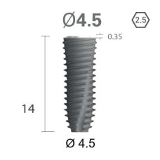 Імплантат фаска = 0.3 мм SuperLine New (NG) (СуперЛайн) № FX4514SW, 1шт діам.= 4.40/4.50 мм; з агресивною різьбою; довжина= 14 мм (+гвинт-зуглушка у комплект не входить) (Dentium/Дентіум)
