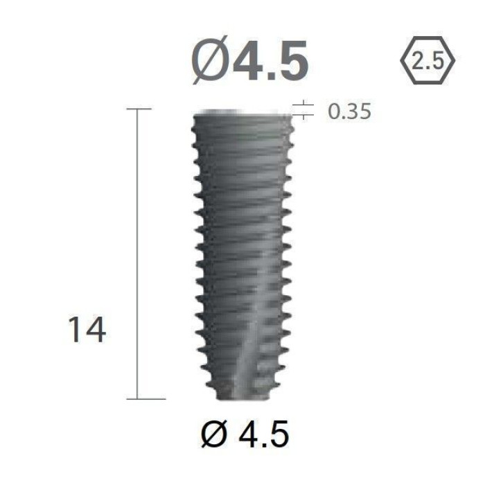 Імплантат фаска = 0.3 мм SuperLine New (NG) (СуперЛайн) № FX4514SW, 1шт діам.= 4.40/4.50 мм; з агресивною різьбою; довжина= 14 мм (+гвинт-зуглушка у комплект не входить) (Dentium/Дентіум)