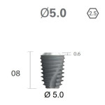 Імплантат фаска = 0.4 мм SuperLine II New (NG+) (СуперЛайн) № FXS5008, 1шт діам.= 5.00/5.00 мм; з агресивною різьбою; довжина= 8.0 мм (+гвинт-зуглушка у комплект не входить) (Dentium/Дентіум)