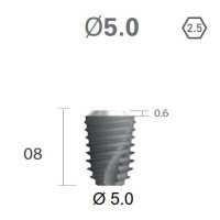 Імплантат фаска = 0.4 мм SuperLine II New (NG+) (СуперЛайн) № FXS5008, 1шт діам.= 5.00/5.00 мм; з агресивною різьбою; довжина= 8.0 мм (+гвинт-зуглушка у комплект не входить) (Dentium/Дентіум)
