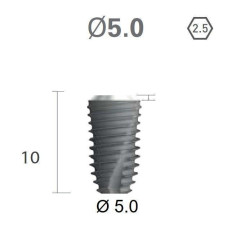Імплантат фаска = 0.4 мм SuperLine New (NG) (СуперЛайн) № FX5010SW, 1шт діам.= 4.90/5.00 мм; з агресивною різьбою; довжина= 10 мм (+гвинт-зуглушка у комплект не входить) (Dentium/Дентіум)