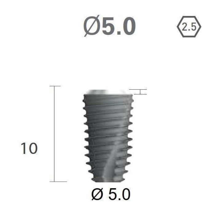 Імплантат фаска = 0.4 мм SuperLine New (NG) (СуперЛайн) № FX5010SW, 1шт діам.= 4.90/5.00 мм; з агресивною різьбою; довжина= 10 мм (+гвинт-зуглушка у комплект не входить) (Dentium/Дентіум)