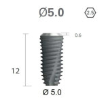 Імплантат фаска = 0.4 мм SuperLine New (NG) (СуперЛайн) № FX5012SW, 1шт діам.= 4.90/5.00 мм; з агресивною різьбою; довжина= 12 мм (+гвинт-зуглушка у комплект не входить) (Dentium/Дентіум)