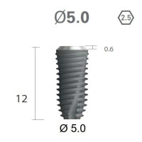 Імплантат фаска = 0.4 мм SuperLine New (NG) (СуперЛайн) № FX5012SW, 1шт діам.= 4.90/5.00 мм; з агресивною різьбою; довжина= 12 мм (+гвинт-зуглушка у комплект не входить) (Dentium/Дентіум)