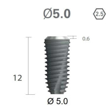 Імплантат фаска = 0.4 мм SuperLine New (NG) (СуперЛайн) № FX5012SW, 1шт діам.= 4.90/5.00 мм; з агресивною різьбою; довжина= 12 мм (+гвинт-зуглушка у комплект не входить) (Dentium/Дентіум)