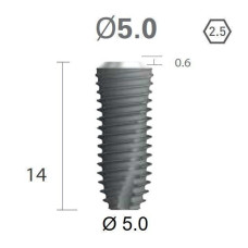 Імплантат фаска = 0.4 мм SuperLine New (NG) (СуперЛайн) № FX5014SW, 1шт діам.= 4.90/5.00 мм; з агресивною різьбою; довжина= 14 мм (+гвинт-зуглушка у комплект не входить) (Dentium/Дентіум)