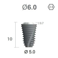 Імплантат фаска = 0.7 мм SuperLine New (NG) (СуперЛайн) № FX6010SW, 1шт діам.= 6.00/5.00 мм; з агресивною різьбою; довжина= 10 мм (+гвинт-зуглушка у комплект не входить) (Dentium/Дентіум)