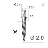 Імплантат кулькова опора SlimLine (SlimOneBody) (СлімЛайн (СлімВанБоді)) № IBS202006, 1шт діам.= 2.00 мм; довжина= 6.0 мм; вис.ясен.= 2.0 мм (Dentium/Дентіум)