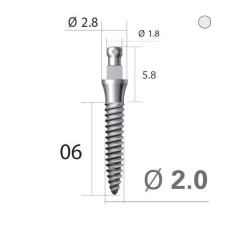 Імплантат кулькова опора SlimLine (SlimOneBody) (СлімЛайн (СлімВанБоді)) № IBS202006, 1шт діам.= 2.00 мм; довжина= 6.0 мм; вис.ясен.= 2.0 мм (Dentium/Дентіум)