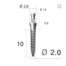 Імплантат кулькова опора SlimLine (SlimOneBody) (СлімЛайн (СлімВанБоді)) № IBS202010, 1шт діам.= 2.00 мм; довжина= 10 мм; вис.ясен.= 2.0 мм (Dentium/Дентіум)