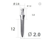 Імплантат кулькова опора SlimLine (SlimOneBody) (СлімЛайн (СлімВанБоді)) № IBS202012, 1шт діам.= 2.00 мм; довжина= 12 мм; вис.ясен.= 2.0 мм (Dentium/Дентіум)