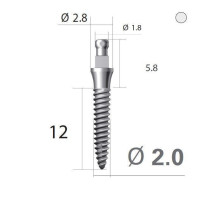 Імплантат кулькова опора SlimLine (SlimOneBody) (СлімЛайн (СлімВанБоді)) № IBS202012, 1шт діам.= 2.00 мм; довжина= 12 мм; вис.ясен.= 2.0 мм (Dentium/Дентіум)