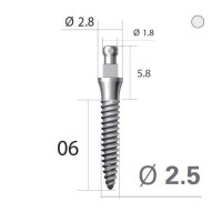 Імплантат кулькова опора SlimLine (SlimOneBody) (СлімЛайн (СлімВанБоді)) № IBS252006, 1шт діам.= 2.50 мм; довжина= 6.0 мм; вис.ясен.= 2.0 мм (Dentium/Дентіум)