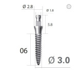 Імплантат кулькова опора SlimLine (SlimOneBody) (СлімЛайн (СлімВанБоді)) № IBS302006, 1шт діам.= 3.00 мм; довжина= 6.0 мм; вис.ясен.= 2.0 мм (Dentium/Дентіум)