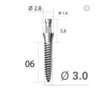 Імплантат кулькова опора SlimLine (SlimOneBody) (СлімЛайн (СлімВанБоді)) № IBS302006, 1шт діам.= 3.00 мм; довжина= 6.0 мм; вис.ясен.= 2.0 мм (Dentium/Дентіум)