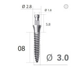 Імплантат кулькова опора SlimLine (SlimOneBody) (СлімЛайн (СлімВанБоді)) № IBS302008, 1шт діам.= 3.00 мм; довжина= 8.0 мм; вис.ясен.= 2.0 мм (Dentium/Дентіум)