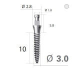 Імплантат кулькова опора SlimLine (SlimOneBody) (СлімЛайн (СлімВанБоді)) № IBS302010, 1шт діам.= 3.00 мм; довжина= 10 мм; вис.ясен.= 2.0 мм (Dentium/Дентіум)