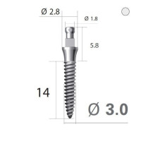 Імплантат кулькова опора SlimLine (SlimOneBody) (СлімЛайн (СлімВанБоді)) № IBS302014, 1шт діам.= 3.00 мм; довжина= 14 мм; вис.ясен.= 2.0 мм (Dentium/Дентіум)