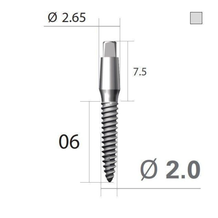 Імплантат 4-х гранна опора SlimLine (SlimOneBody) (СлімЛайн (СлімВанБоді)) № IUS201506, 1шт діам.= 2.00 мм; довжина= 6.0 мм; вис.ясен.= 1.5 мм (Dentium/Дентіум)