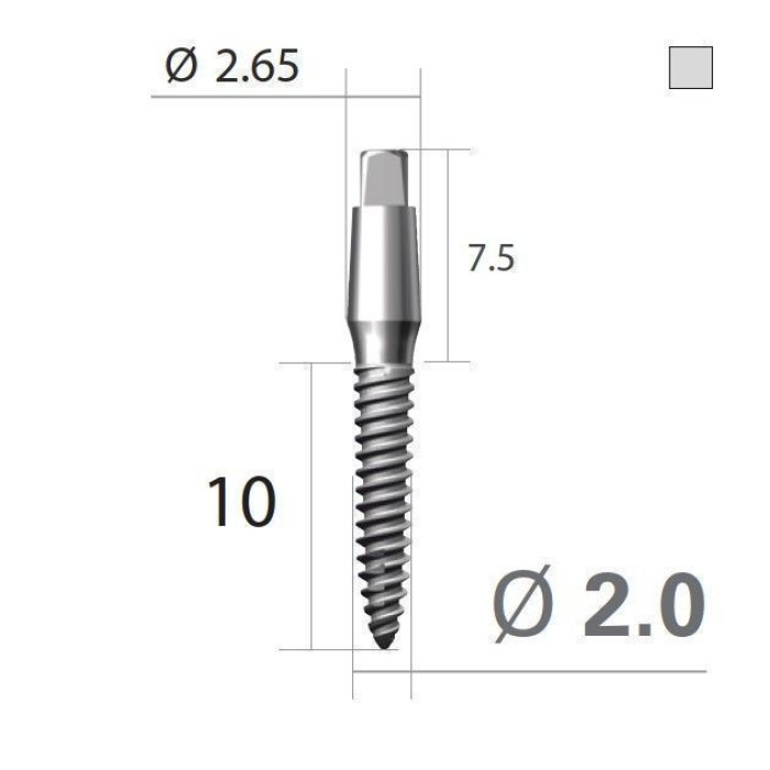 Імплантат 4-х гранна опора SlimLine (SlimOneBody) (СлімЛайн (СлімВанБоді)) № IUS201510, 1шт діам.= 2.00 мм; довжина= 10 мм; вис.ясен.= 1.5 мм (Dentium/Дентіум)