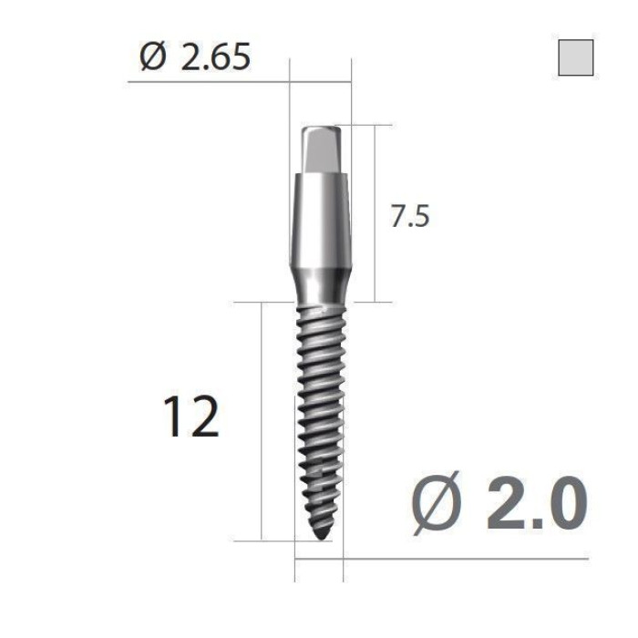 Імплантат 4-х гранна опора SlimLine (SlimOneBody) (СлімЛайн (СлімВанБоді)) № IUS201512, 1шт діам.= 2.00 мм; довжина= 12 мм; вис.ясен.= 1.5 мм (Dentium/Дентіум)